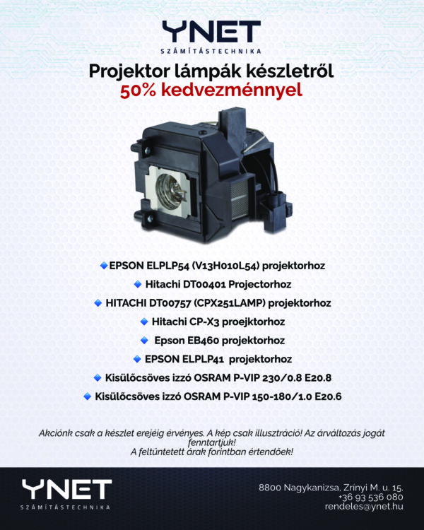 Projektor lámpák 50% kedvezménnyel készletről!